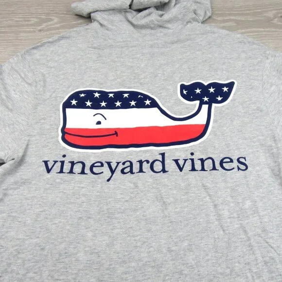 Vineyard Vines Graphic USA Hoodie Men's Size Medium Grey Heather Long Sleeve NEW - Picture 8 of 13